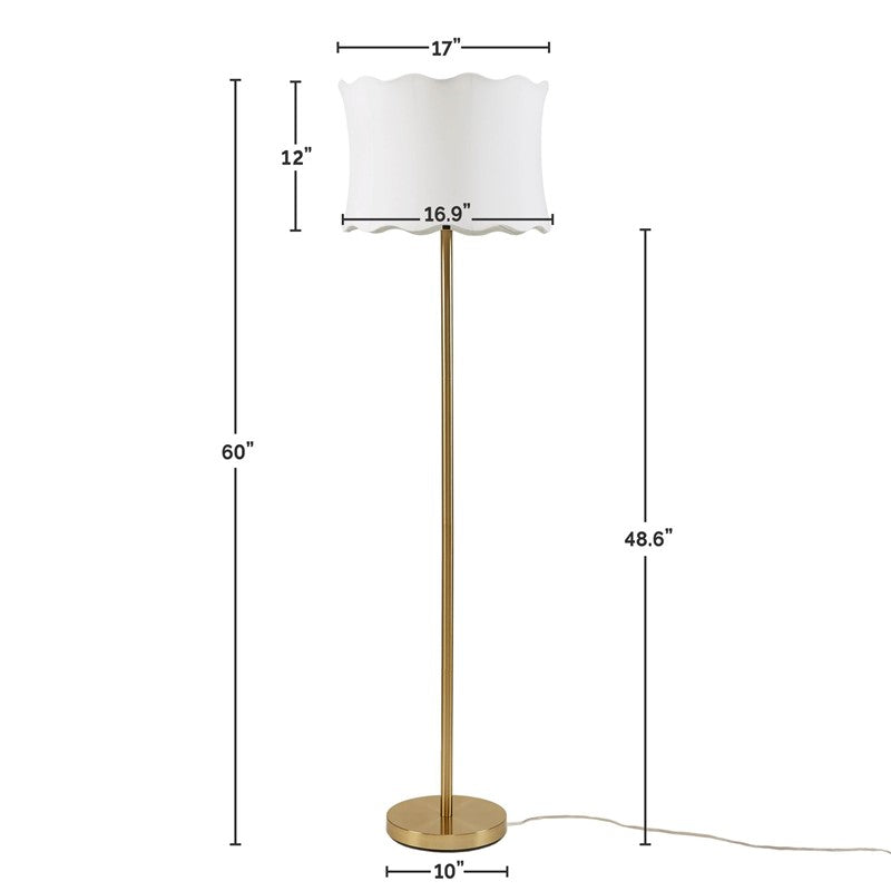 Vesta Dimmable Floor Lamp with Fabric Scalloped Shade