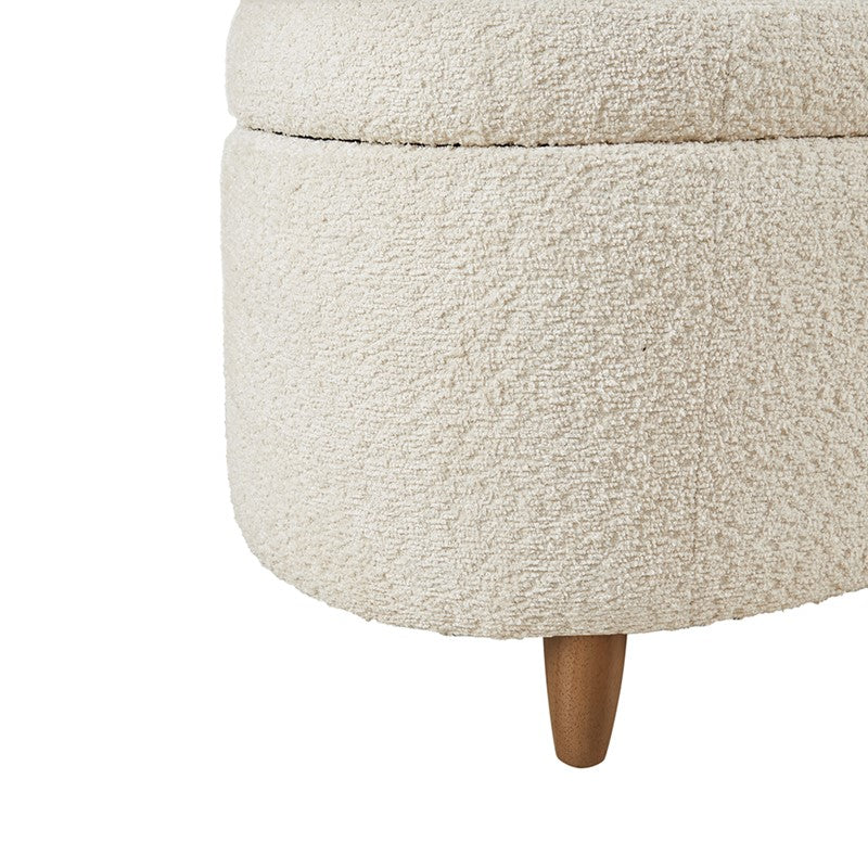 Bailey Boucle-Style Curved Storage Accent Bench