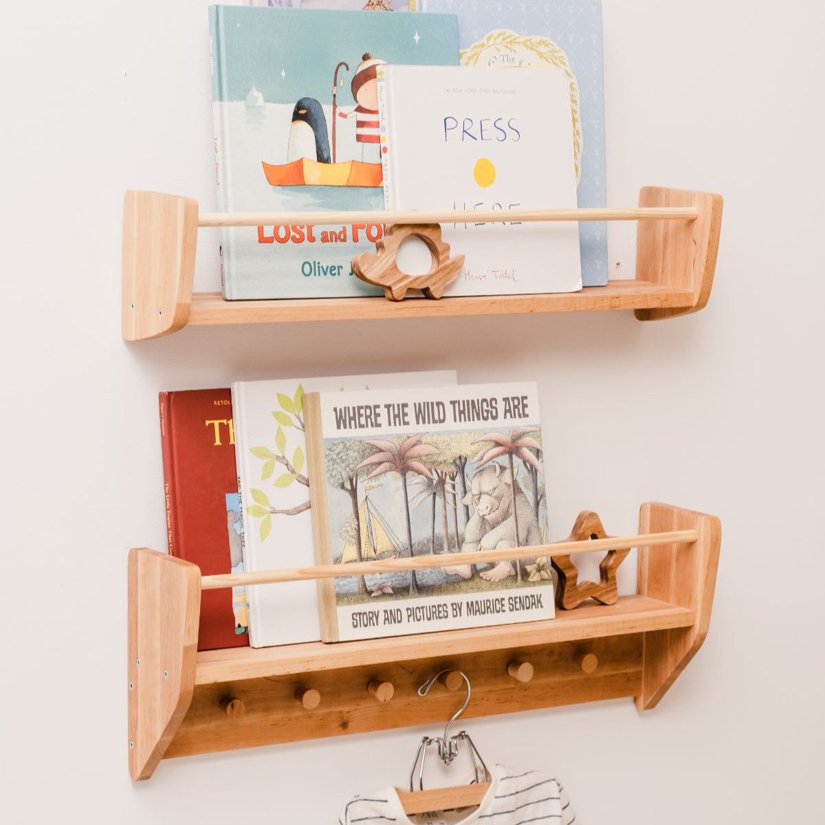 Nursery Wall Shelf with Hooks Main image