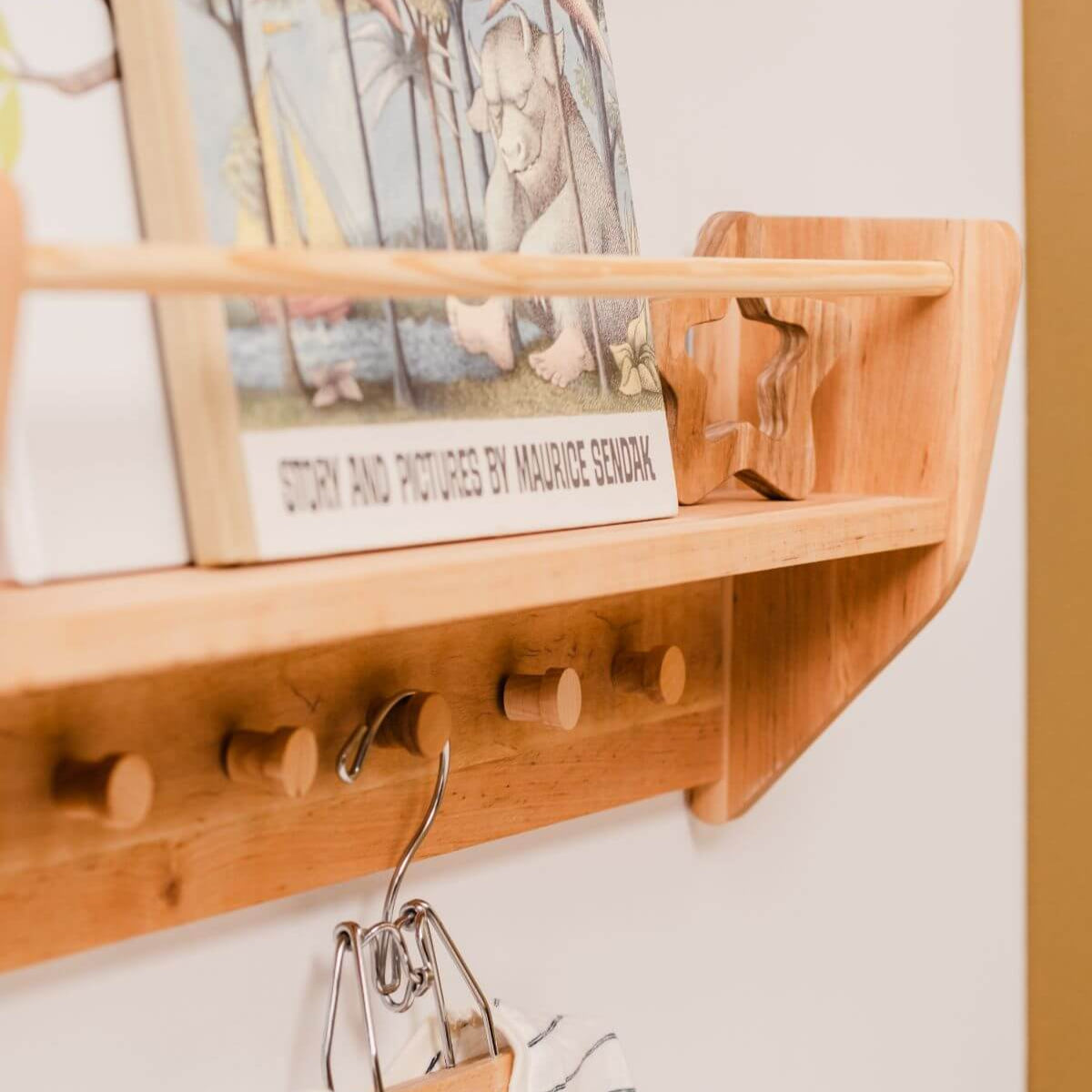 Nursery Wall Shelf with Hooks Secondary image